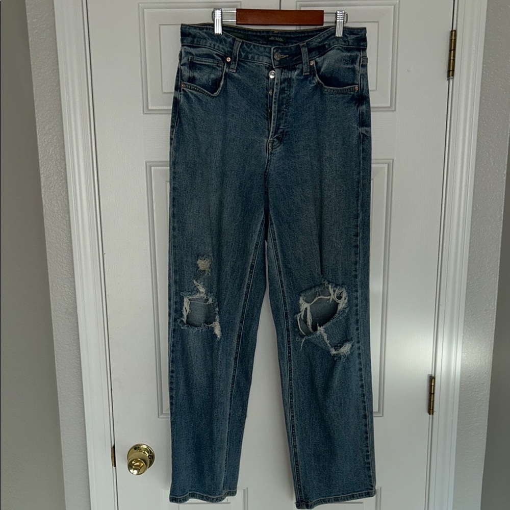Wild Fable Blue SUPER High Rise Straight Distressed Jeans